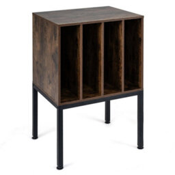 Record Storage Table With Raised Metal Legs Vinyl Display Shelf For Music Room - thumbnail 1