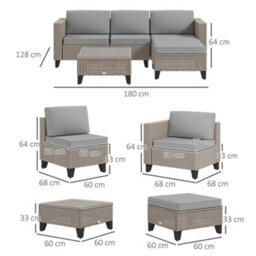 Wyld Haus Mofilo 5-Piece Brown Pe Rattan Garden Sofa Set With Corner Sofa And Glass-Top Coffee Table - thumbnail 4