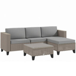 Wyld Haus Mofilo 5-Piece Brown Pe Rattan Garden Sofa Set With Corner Sofa And Glass-Top Coffee Table - thumbnail 2