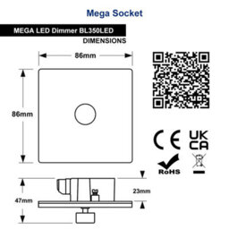 Long Life Lamps Company Matt Black 1 Gang 2 Way Led Dimmer 5W To 100W Screwless Bl350Led - thumbnail 2
