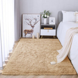 Ameha Living Room 120 X 170 Cm Fluffy Shaggy Beige Area Rugs For Bedroom Modern Super Soft Plush Carpet Non-Slip Non Shedding Rug - thumbnail 2