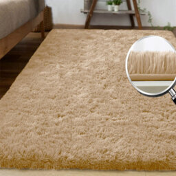 Ameha Living Room 120 X 170 Cm Fluffy Shaggy Beige Area Rugs For Bedroom Modern Super Soft Plush Carpet Non-Slip Non Shedding Rug - thumbnail 6