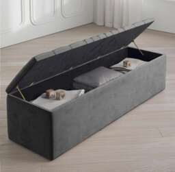 Safar 120Cm Large Ottoman Storage Box - Naples Shoes Bench - Dark Grey Lined Upholstery Blanket Storage Box - thumbnail 2