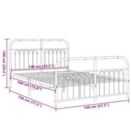 Berkfield Metal Bed Frame Without Mattress With Footboard Black 140X190Cm - thumbnail 8