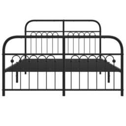 Berkfield Metal Bed Frame Without Mattress With Footboard Black 140X190Cm - thumbnail 4