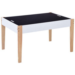 Vidaxl 3 Piece Kids Storage Chalkboard Table Chair Set Black And White Kids Table And Chair Sets - thumbnail 5