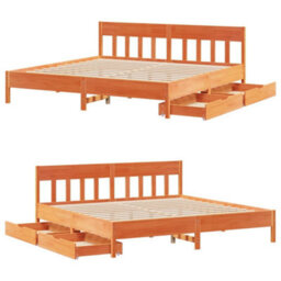 Berkfield Bed Frame Without Mattress Wax Brown 180X200 Cm Super King Solid Wood Pine - thumbnail 9