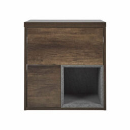 Homestylestore 600mm Dark Oak Led Lit Wall Hung Bathroom Vanity Unit With Square Countertop Basin - thumbnail 2