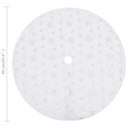 Berkfield Luxury Christmas Tree Skirt White 90 Cm Faux - thumbnail 6
