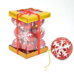 Shatchi 12 Red Glitter Christmas Tree Baubles Soft Foam Xmas Home Decor - thumbnail 2