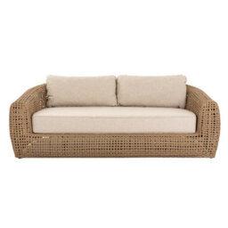 Wyld Haus Sardinia 2-Seater Natural Rattan Outdoor Sofa With Cream Cushions - thumbnail 2