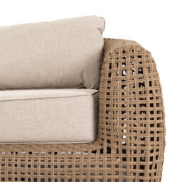 Wyld Haus Sardinia 2-Seater Natural Rattan Outdoor Sofa With Cream Cushions - thumbnail 4