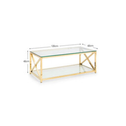 Julian Bowen Miami Glass Top Coffee Table - Glass And Gold - thumbnail 7
