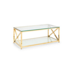 Julian Bowen Miami Glass Top Coffee Table - Glass And Gold - thumbnail 2