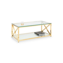 Julian Bowen Miami Glass Top Coffee Table - Glass And Gold - thumbnail 3