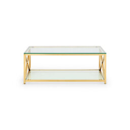 Julian Bowen Miami Glass Top Coffee Table - Glass And Gold - thumbnail 4