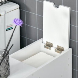 Homcom Slim Floor Cabinet Narrow Wooden Storage With Drawers Bathroom White - thumbnail 8