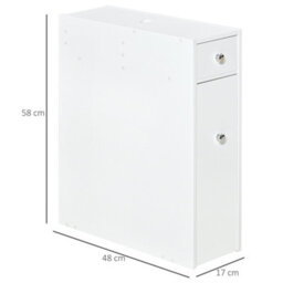 Homcom Slim Floor Cabinet Narrow Wooden Storage With Drawers Bathroom White - thumbnail 3