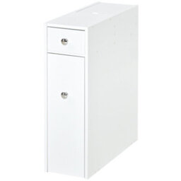 Homcom Slim Floor Cabinet Narrow Wooden Storage With Drawers Bathroom White - thumbnail 2
