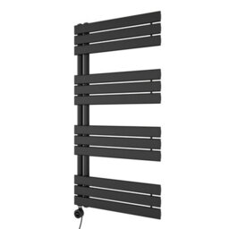 Agadon Lola Open Electric Designer Panel Towel Radiator - 1200 X 600 mm Black - 600 W Smart Heating Element - thumbnail 2