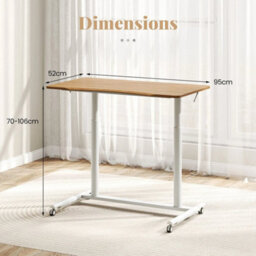 Mobile Standing Desk Natural C Shaped Sit Stand Desk W/adjustable Height - thumbnail 2