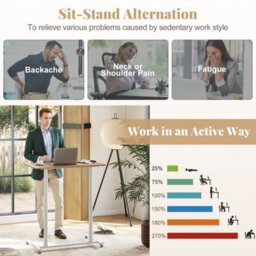 Mobile Standing Desk Natural C Shaped Sit Stand Desk W/adjustable Height - thumbnail 6