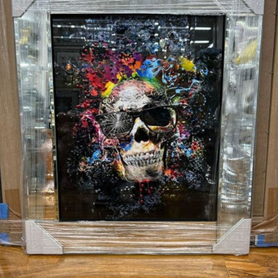 Biznest Modern Liquid Glitter Wall Art With Mirrored Edges Extra Large Size 55X55Cm (Biz1045)