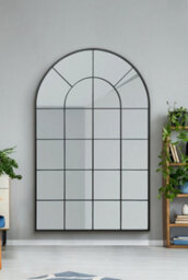 Mirroroutlet The Arcus Black Framed Arched Window Leaner/wall Mirror 190 X 120Cm - thumbnail 5
