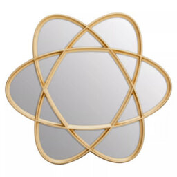 Orsina Contemporary Gold Wall Mirror, Handcrafted Oval Mirror Montage With Looping Design, Stylish Gold Wall Mirror