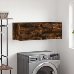 Berkfield Wall Cabinet Smoked Oak 100X36.5X35 Cm Engineered Wood - thumbnail 1