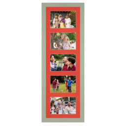 AK Frames 26X8 Green Modern Multi Photo Frame With Poppy Red Mount - Holds 5 Apertures (5X) 6X4 Photos - thumbnail 1