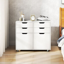 Gainoom 4 Drawer Dresser Mobile Storage Cabinet With Doors Modern Chest Of Drawers White - thumbnail 4