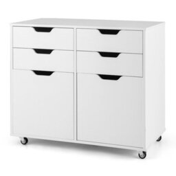 Gainoom 4 Drawer Dresser Mobile Storage Cabinet With Doors Modern Chest Of Drawers White - thumbnail 9