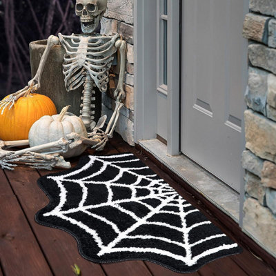 Gothic Bath Mat Spider Web Black Halloween Bathroom Rugs Non Slip Washable, Funky Spooky Bath Mat Shower Rugs Halloween Decor - image 1