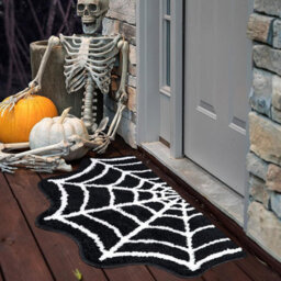 Gothic Bath Mat Spider Web Black Halloween Bathroom Rugs Non Slip Washable, Funky Spooky Bath Mat Shower Rugs Halloween Decor - thumbnail 1