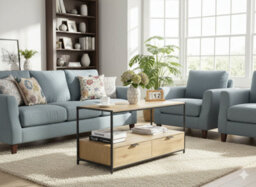 Celino Coffee Table With Storage 2 Drawer Oak Effect Living Room Furniture Home Decor - thumbnail 6