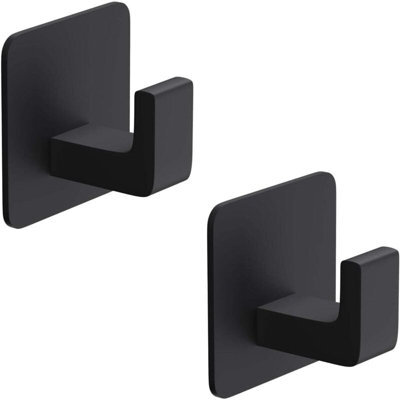 Square Towel Hook, Metal Wall-Mounted Over-The-Door Hook, No Drilling Required, Pack Of 2, Black - image 1