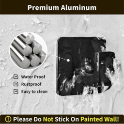 Square Towel Hook, Metal Wall-Mounted Over-The-Door Hook, No Drilling Required, Pack Of 2, Black - thumbnail 2