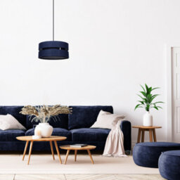 Happy Homewares Contemporary Quality Blue Linen Fabric Triple Tier Ceiling Pendant Light Shade - thumbnail 5