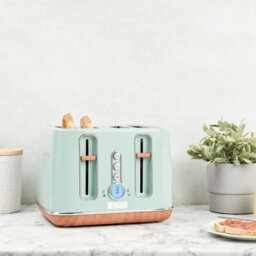 Haden Dorchester Matt Sage Green Toaster - 4 Slice Modern Lcd Display Digital Toaster With Wood Effect Finish - thumbnail 3