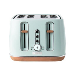 Haden Dorchester Matt Sage Green Toaster - 4 Slice Modern Lcd Display Digital Toaster With Wood Effect Finish