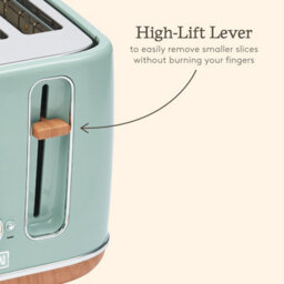 Haden Dorchester Matt Sage Green Toaster - 4 Slice Modern Lcd Display Digital Toaster With Wood Effect Finish - thumbnail 6