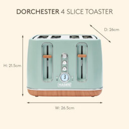 Haden Dorchester Matt Sage Green Toaster - 4 Slice Modern Lcd Display Digital Toaster With Wood Effect Finish - thumbnail 8