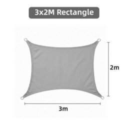 Sun Shade Sail Grey 3X2M Rectangle Outdoor Garden Patio Party Sunscreen Awning Canopy Uv Block - thumbnail 2