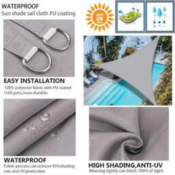 Sun Shade Sail Grey 3X2M Rectangle Outdoor Garden Patio Party Sunscreen Awning Canopy Uv Block - thumbnail 5