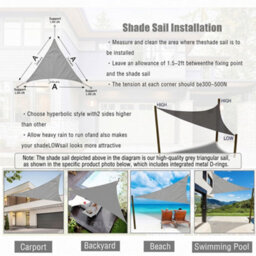 Sun Shade Sail Grey 3X2M Rectangle Outdoor Garden Patio Party Sunscreen Awning Canopy Uv Block - thumbnail 4