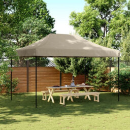 Walplus Foldable Party Tent Garden Gazebo Canopy Pop-Up Taupe 440X292X315 Cm - thumbnail 1