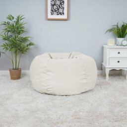 rucomfy Beanbags Rucomfy Veneto Classic Bean Bag For Adults - Cream Soft Lounge Chair - thumbnail 2