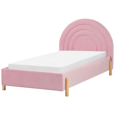 Beliani Kids Bed Velvet Anet 90 X 200 Cm (Eu Single) Pink - image 1