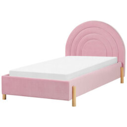 Beliani Kids Bed Velvet Anet 90 X 200 Cm (Eu Single) Pink - thumbnail 1